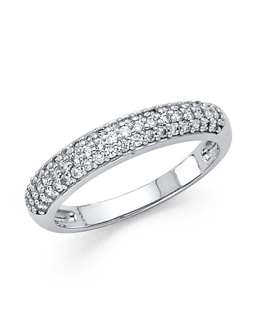 14K White Gold Pavé CZ Wedding Band