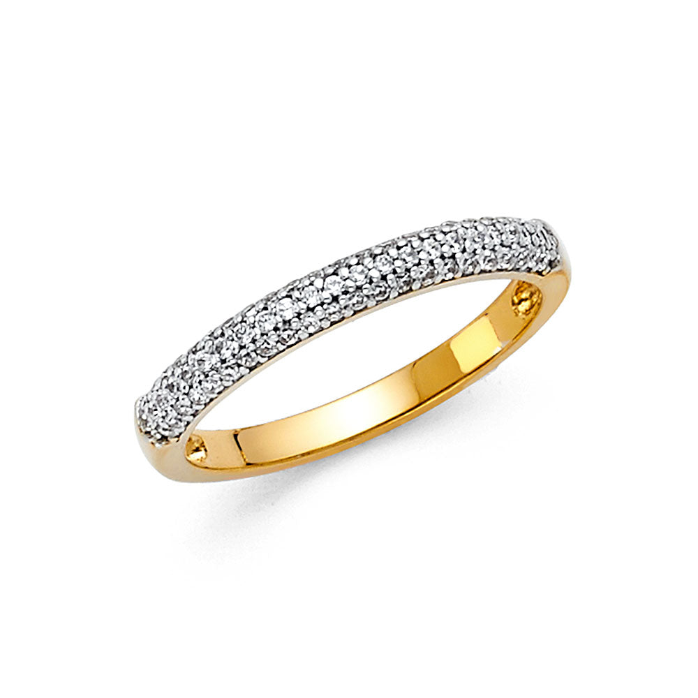 14K Yellow Gold Pavé CZ Wedding Band