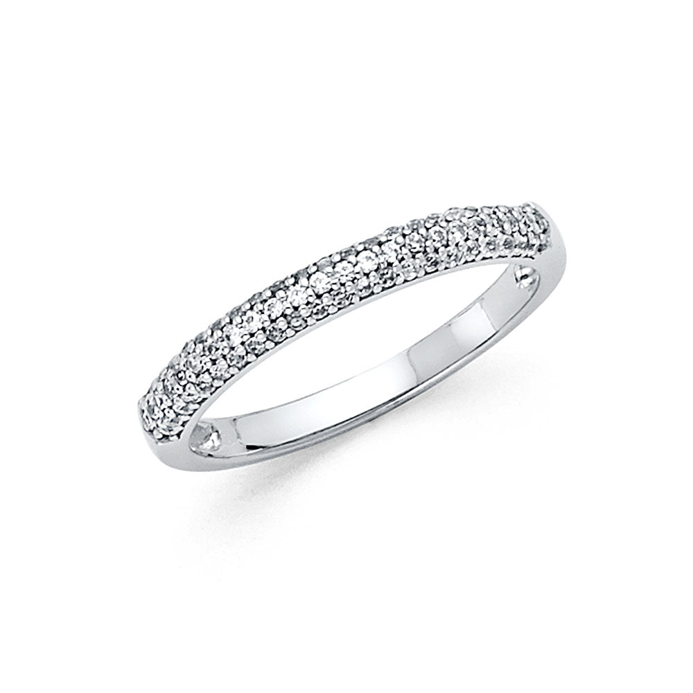 14K White Gold Pavé CZ Wedding Band