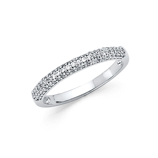14K White Gold Pavé CZ Wedding Band