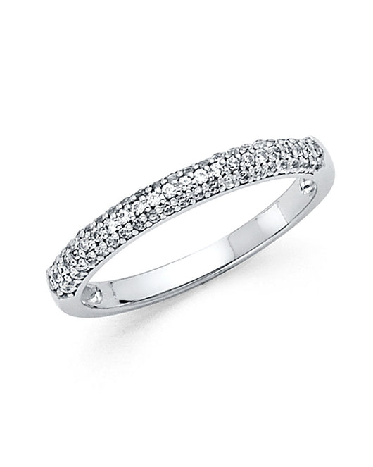 14K White Gold Pavé CZ Wedding Band