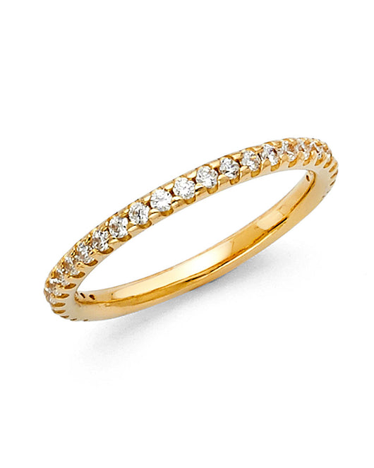 14K Yellow Gold Prong-Set Round CZ Wedding Band