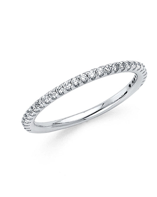 14K White Gold Prong-Set Round CZ Wedding Band