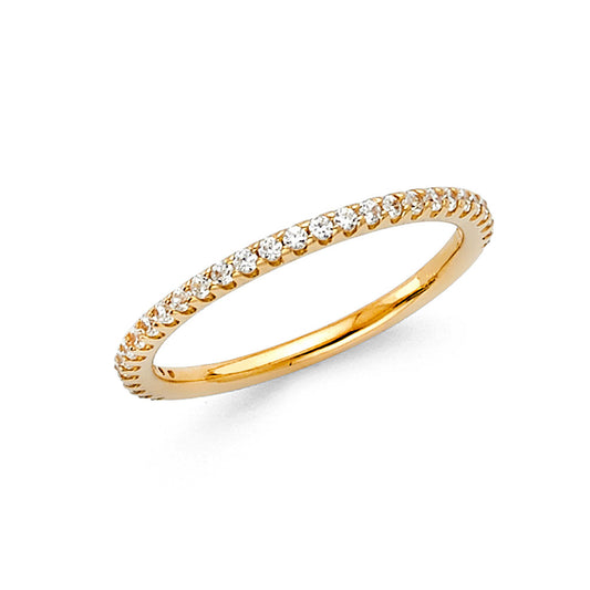 14K Yellow Gold Prong-Set Round CZ Wedding Band