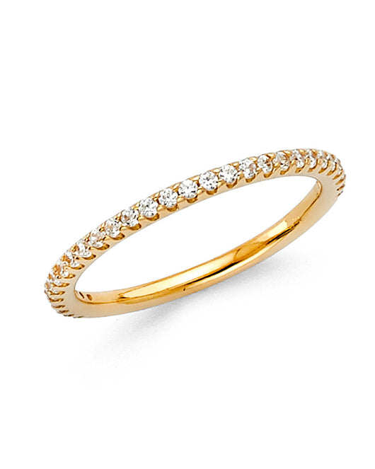 14K Yellow Gold Prong-Set Round CZ Wedding Band