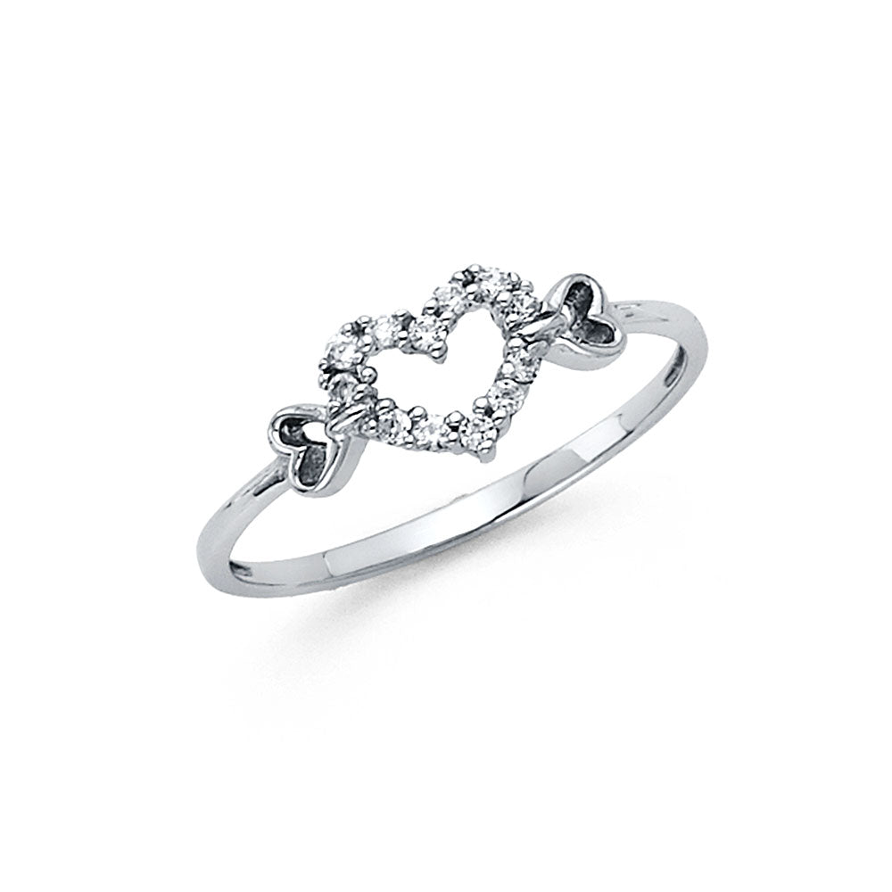 14K White Gold Women’s Open Heart CZ Ring