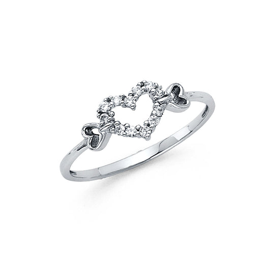 14K White Gold Women’s Open Heart CZ Ring