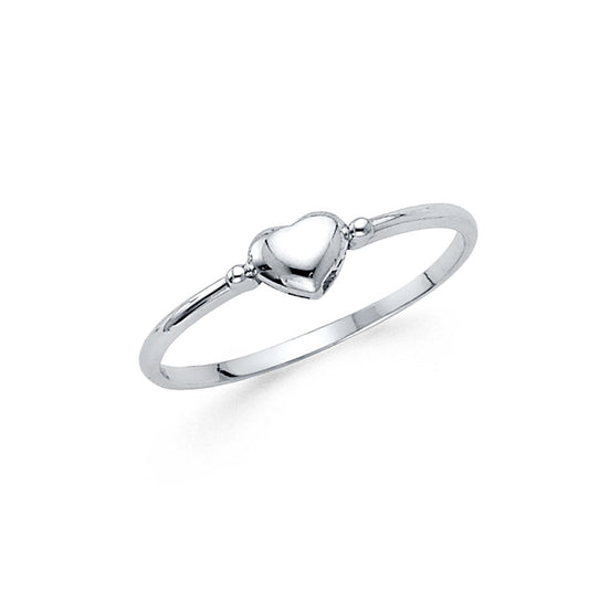 14K White Gold Women's Heart Design Ring