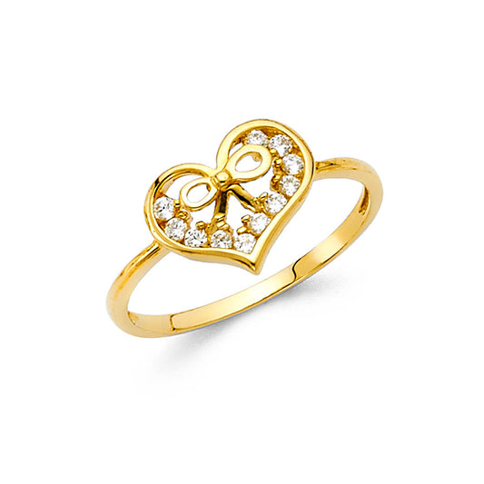 14K Yellow Gold Women’s CZ Heart Ring