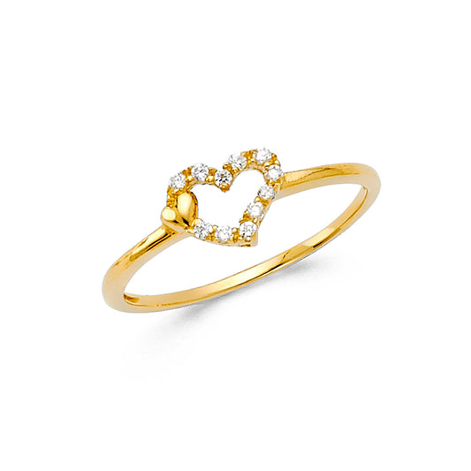 14K Yellow Gold Women’s CZ Heart Ring