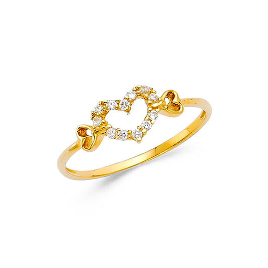 14K Yellow Gold Women’s CZ Heart Ring
