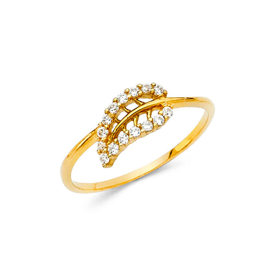 14K Yellow Gold CZ Light Band Ring