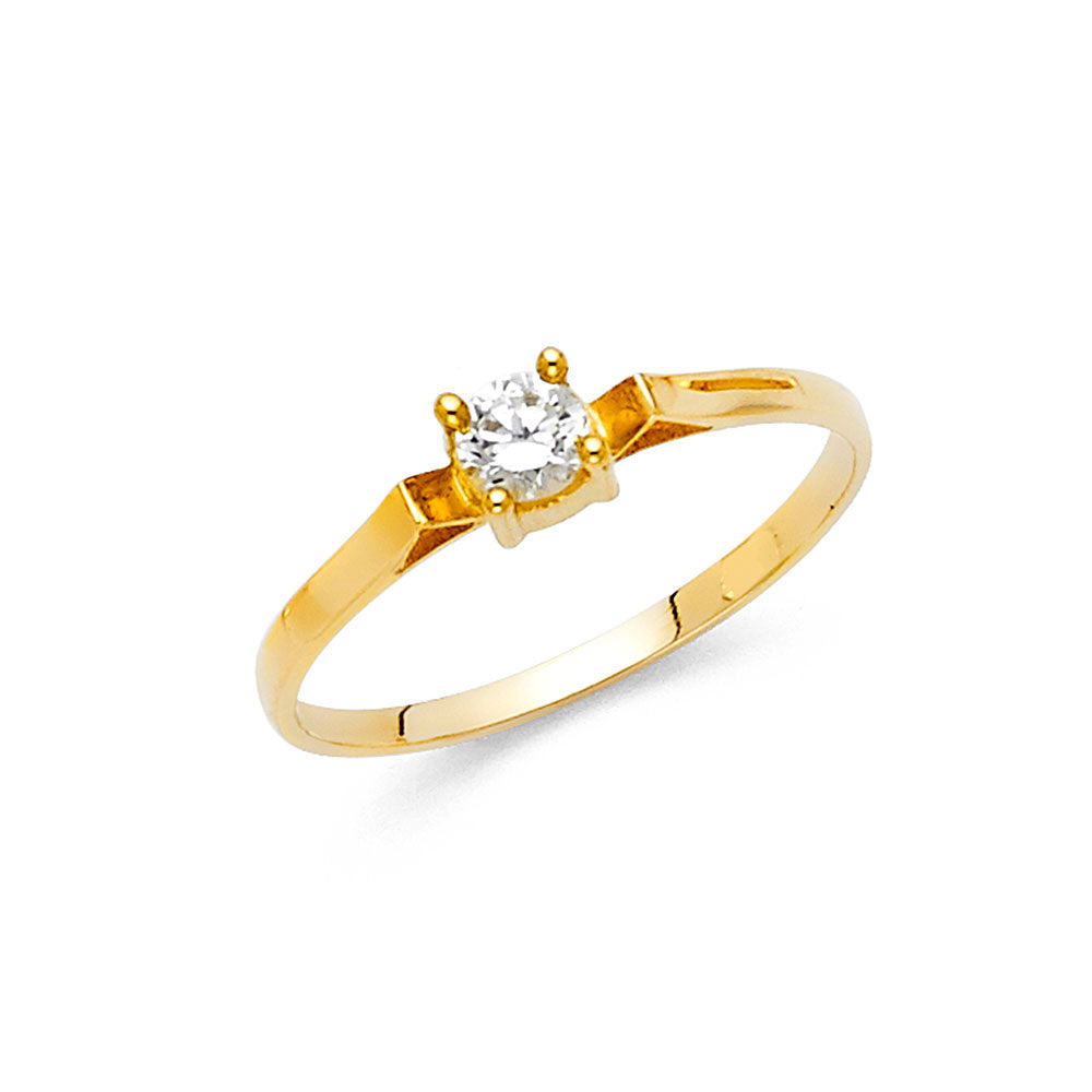 14K Yellow Gold Classic Solitaire CZ Women’s Ring