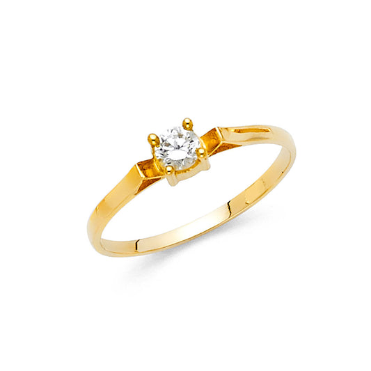 14K Yellow Gold Classic Solitaire CZ Women’s Ring