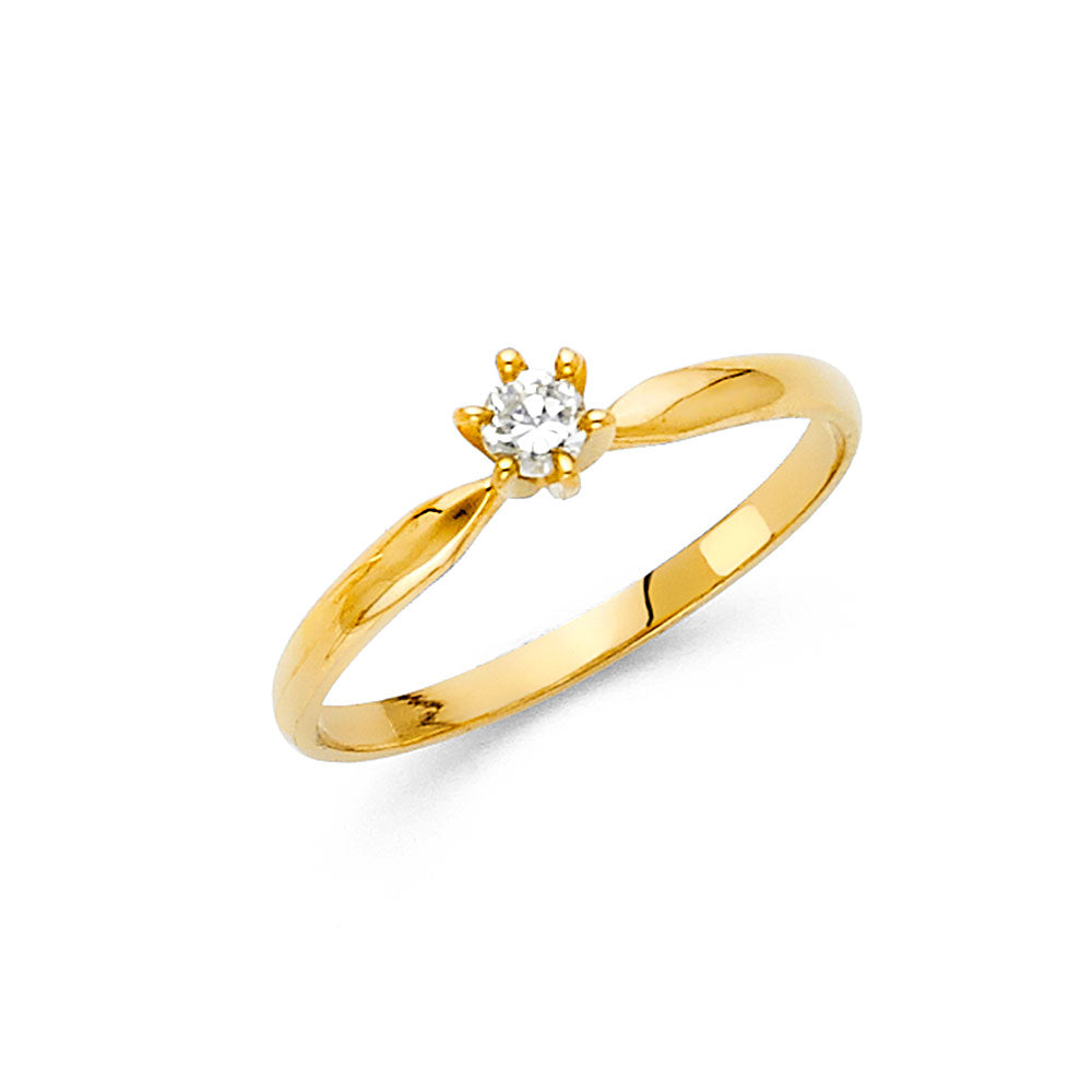14K Yellow Gold Classic Solitaire CZ Women’s Ring