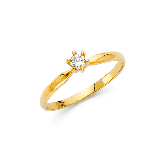 14K Yellow Gold Classic Solitaire CZ Women’s Ring