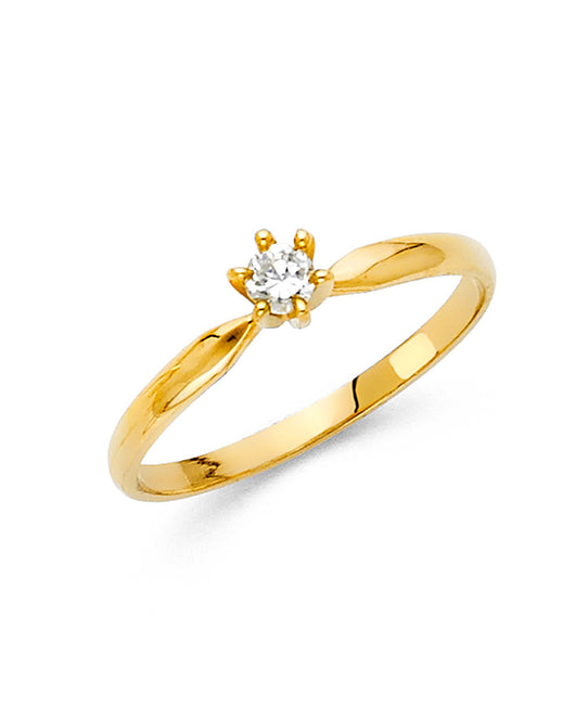 14K Yellow Gold Classic Solitaire CZ Women’s Ring