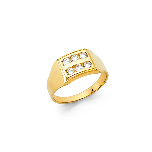 14K Yellow Gold Two-Row CZ Children’s Ring