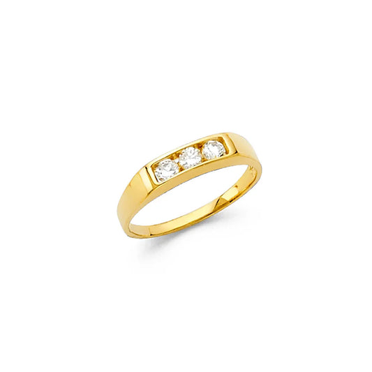 14K Yellow Gold Three-Stone CZ Children’s Ring