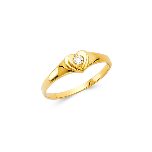 14K Yellow Gold Heart CZ Children’s Ring