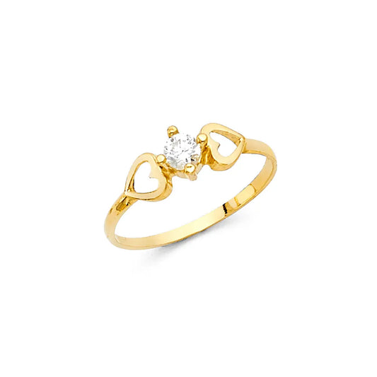 14K Yellow Gold Double Heart CZ Children’s Ring