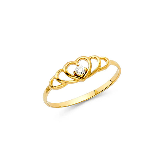 14K Yellow Gold Multi-Heart CZ Children’s Ring
