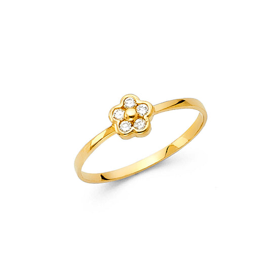 14K Yellow Gold Children’s Flower Ring accented with Cubic Zirconia