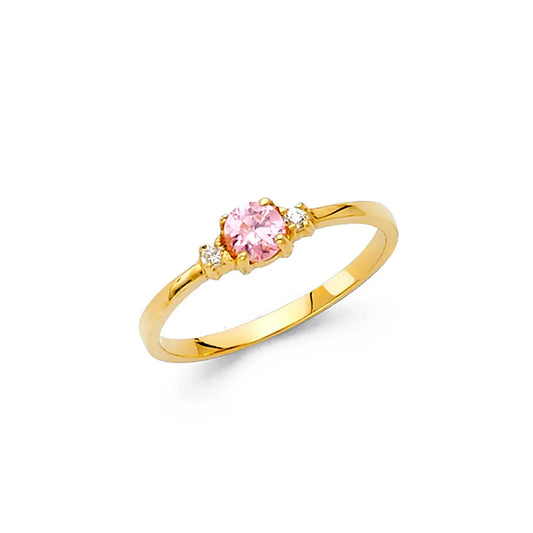 14K Yellow Gold Pink CZ & White CZ Children’s Ring