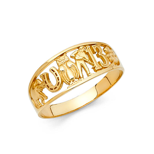 14K Yellow Gold Good Luck Symbol Ring
