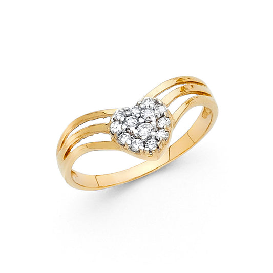 14K Yellow Gold Women’s CZ Heart Ring