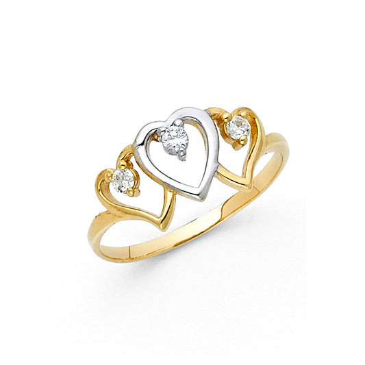 14K Yellow Gold Women’s CZ Heart Ring