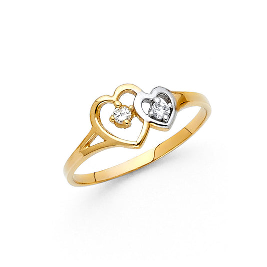 14K Yellow Gold Women’s CZ Heart Ring