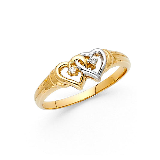 14K Yellow Gold Women’s CZ Heart Ring