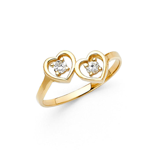 14K Yellow Gold Women’s CZ Heart Ring