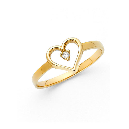 14K Yellow Gold Women’s CZ Heart Ring