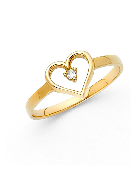 14K Yellow Gold Women’s CZ Heart Ring