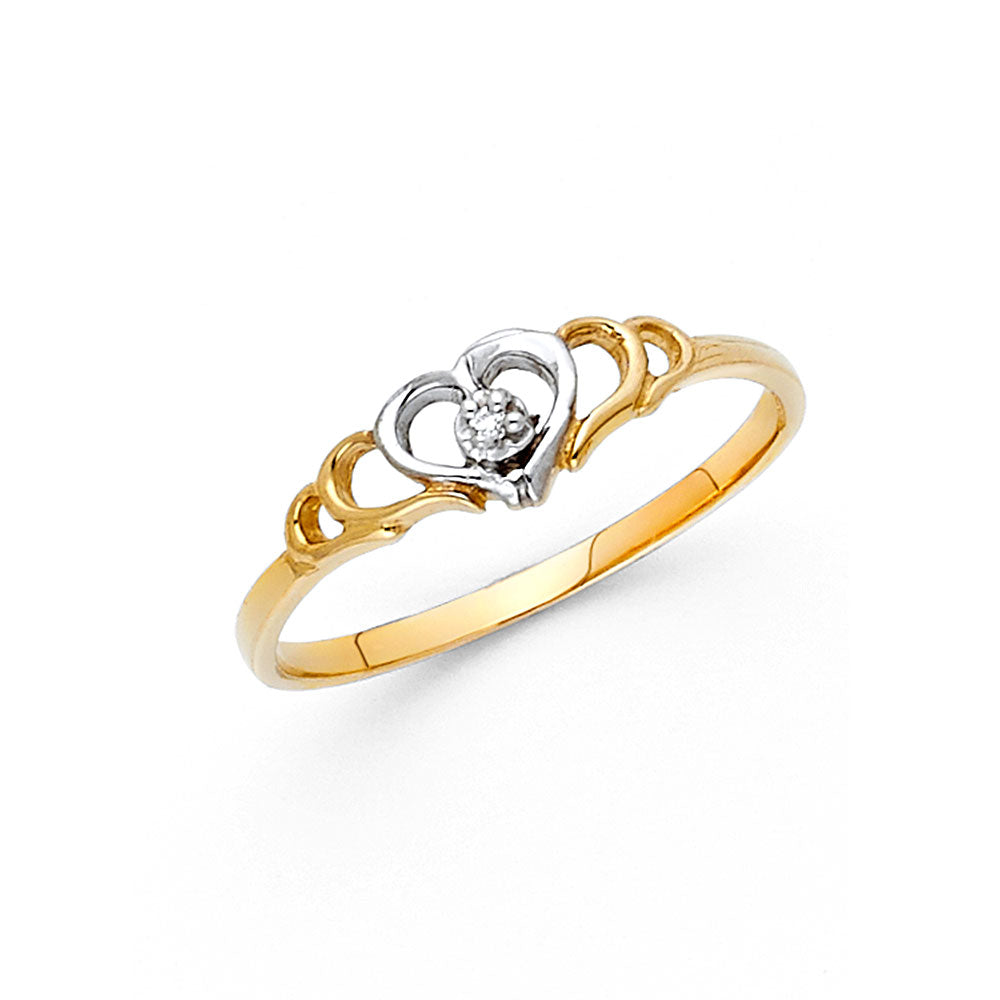 14K Yellow Gold Women’s CZ Heart Ring