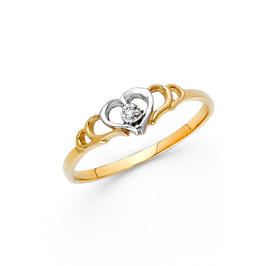 14K Yellow Gold Women’s CZ Heart Ring