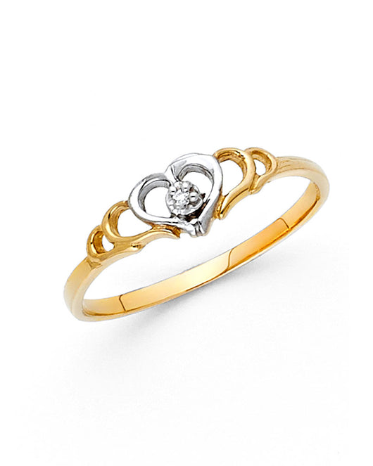 14K Yellow Gold Women’s CZ Heart Ring