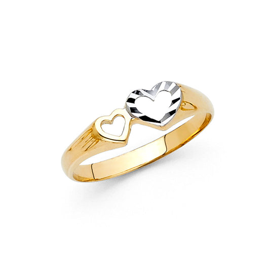 14K Two-Tone Gold Women’s Double Heart Ring