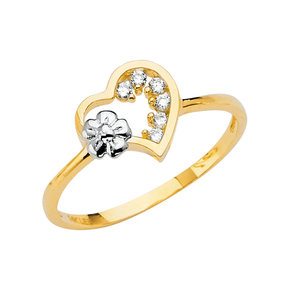 14K Yellow Gold Women’s CZ Heart Ring
