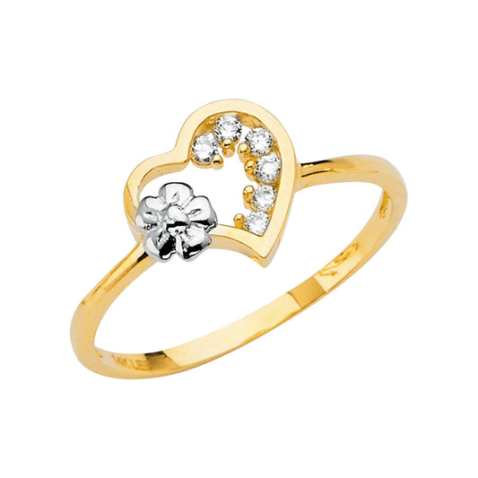 14K Yellow Gold Women’s CZ Heart Ring