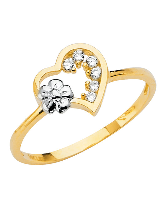 14K Yellow Gold Women’s CZ Heart Ring