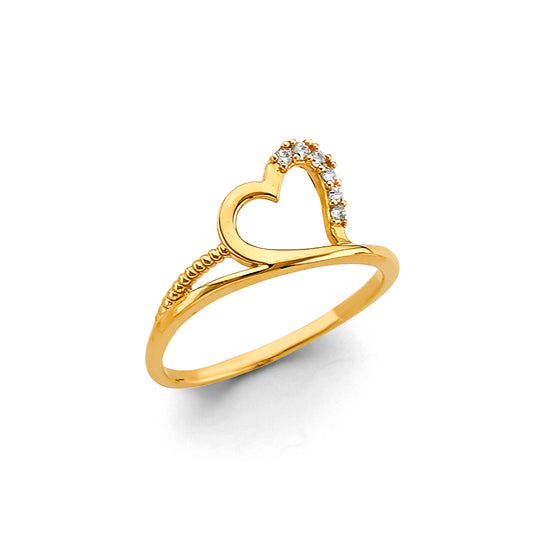 14K Yellow Gold Women’s CZ Heart Ring