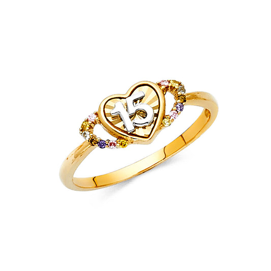 14K Gold 15 Años Quinceañera CZ Ring