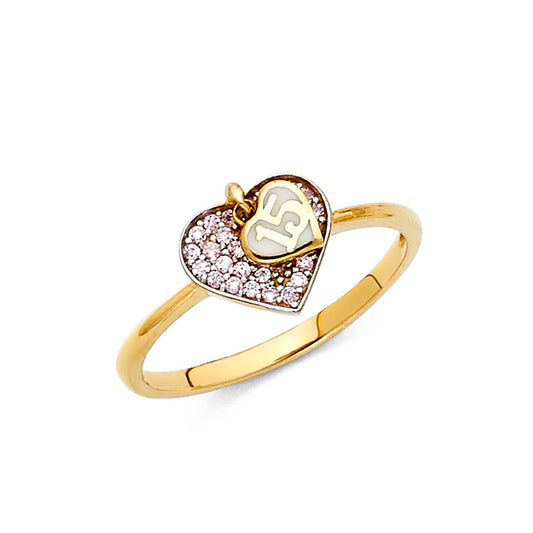 14K Gold 15 Años Quinceañera CZ Ring