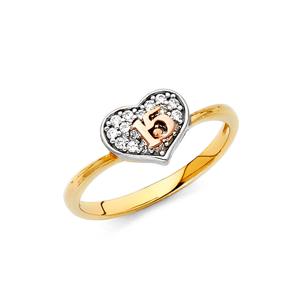 14K Gold 15 Años Quinceañera CZ Ring