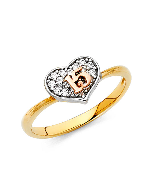 14K Gold 15 Años Quinceañera CZ Ring