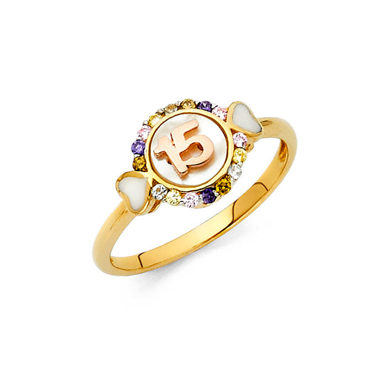 14K Gold 15 Años Quinceañera CZ Ring