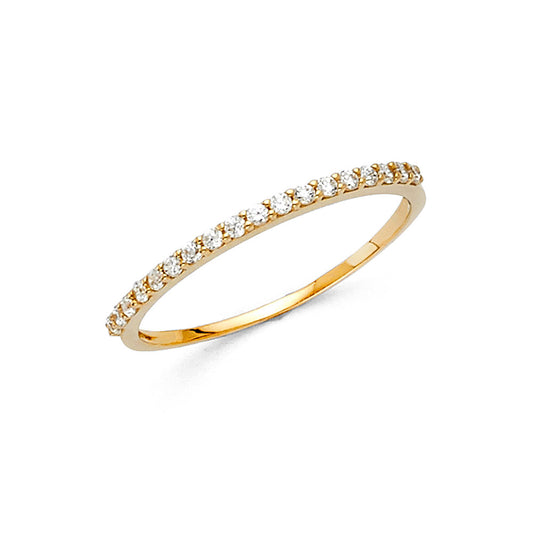 14K Yellow Gold Prong-Set Round CZ Wedding Band